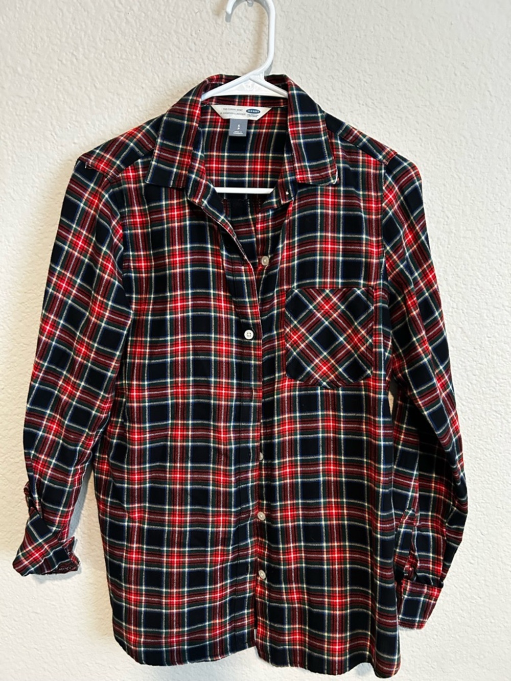 Old Navy Orange, Black and White Plaid Button-Down Shirt
